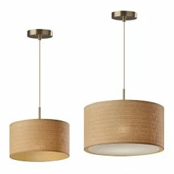 Hot Sale 🧨 World Market Landor Natural Woven Drum Pendant Lamp 🥰