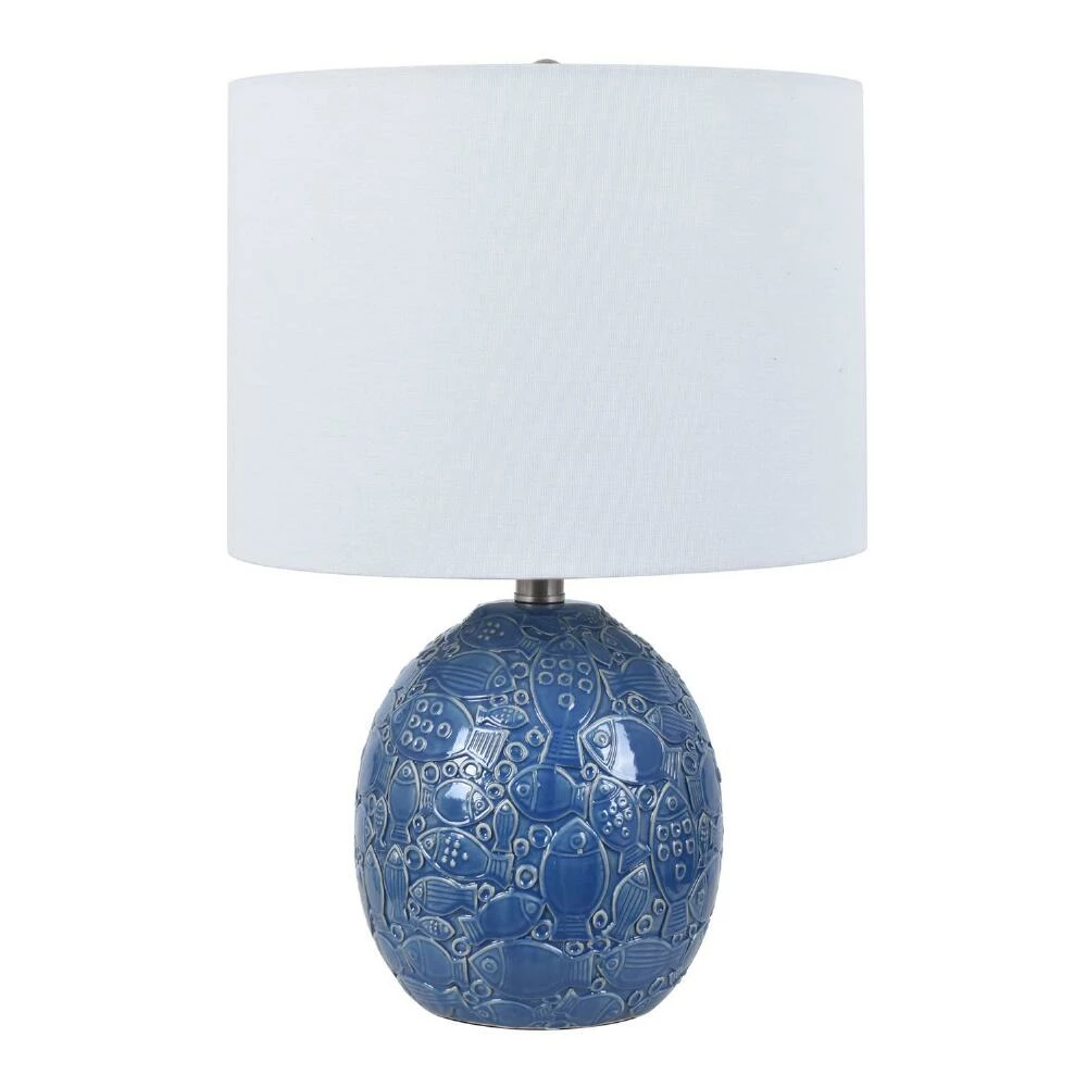 Cheap 💯 World Market Jay Blue Ceramic Embossed Fish Table Lamp 😀 3 Cheap 💯 World Market Jay Blue Ceramic Embossed Fish Table Lamp 😀