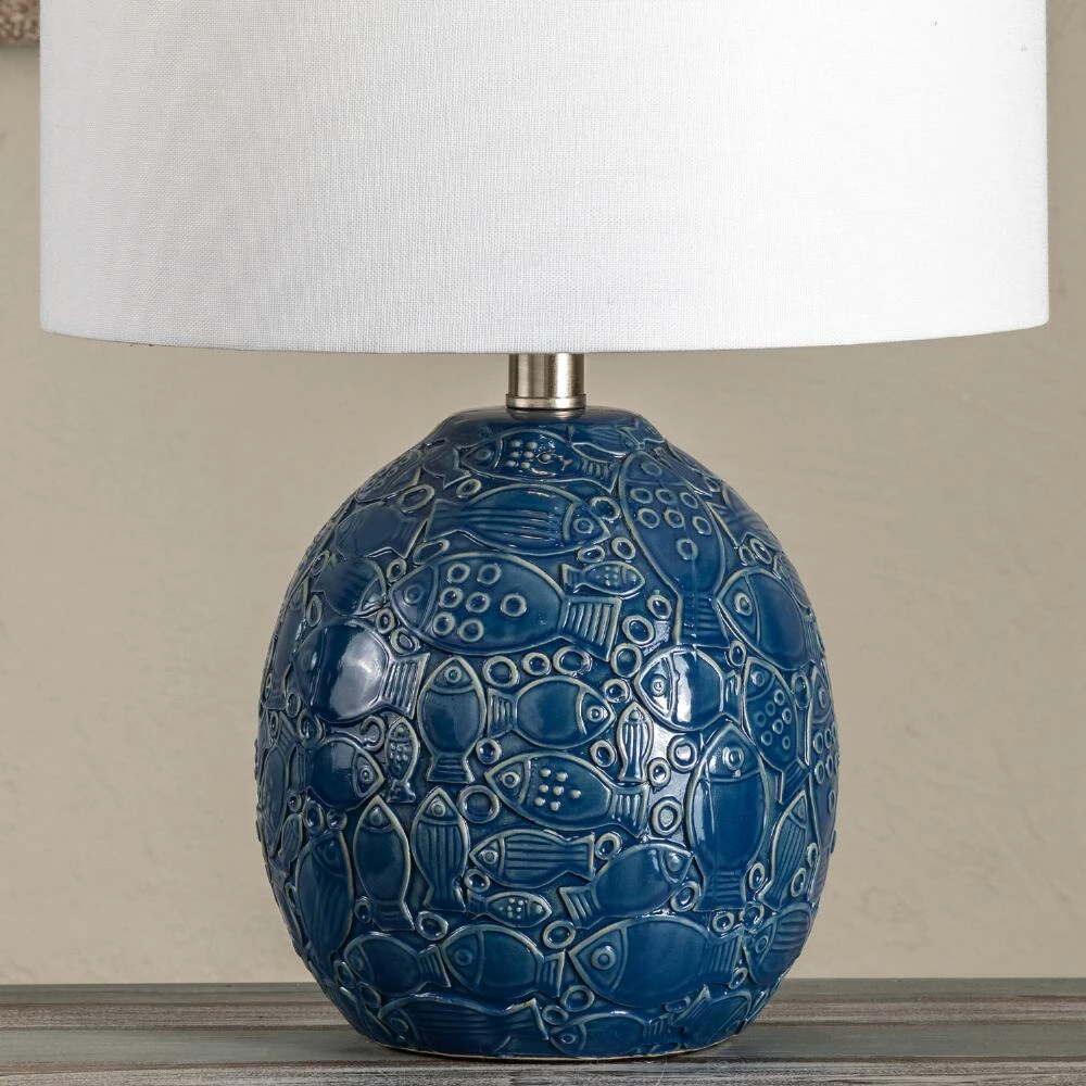 Cheap 💯 World Market Jay Blue Ceramic Embossed Fish Table Lamp 😀 6 Cheap 💯 World Market Jay Blue Ceramic Embossed Fish Table Lamp 😀 - Image 4