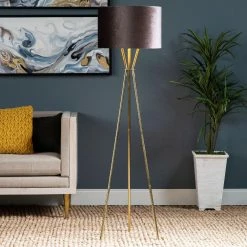 Buy 😍 World Market Velvet Shade Metal Tripod Darien Floor Lamp 🔥 -Lighting Sales Store unnamed file 713