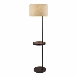 Cheapest 🔔 World Market Bourne Walnut Floor Lamp With Shelf, USB And Charging Pad 🎁