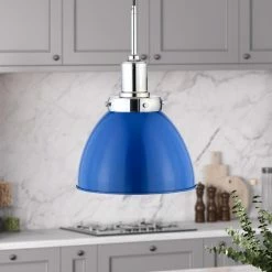 Buy 👍 World Market Iris Blue Metal Dome Shade Pendant Lamp 💯 -Lighting Sales Store unnamed file 783