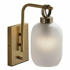 Promo ❤️ World Market Lancaster Antique Brass And Frosted Glass Wall Sconce ⌛