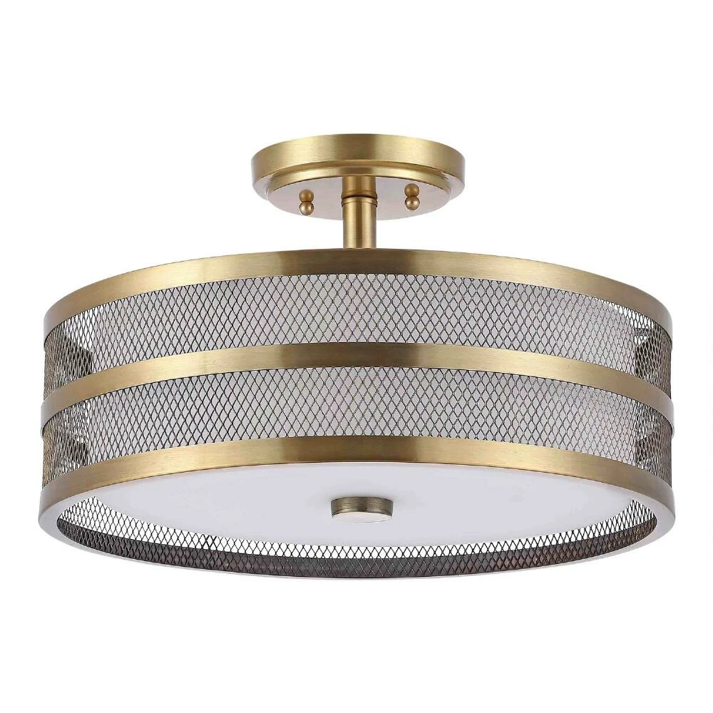 Hot Sale 🛒 World Market Greta Antique Gold Mesh Semi Flush Mount Ceiling Light ⌛ 3 Hot Sale 🛒 World Market Greta Antique Gold Mesh Semi Flush Mount Ceiling Light ⌛