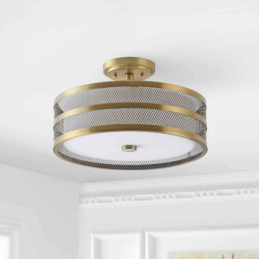 Hot Sale 🛒 World Market Greta Antique Gold Mesh Semi Flush Mount Ceiling Light ⌛ 4 Hot Sale 🛒 World Market Greta Antique Gold Mesh Semi Flush Mount Ceiling Light ⌛ - Image 2