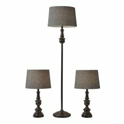 Cheap 🌟 World Market Chandler Bronze Floor And Table Lamps 3 Piece Set ⭐