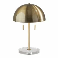 Deals 💯 World Market Dome Antique Brass And Clear Glass Table Lamp 🔔