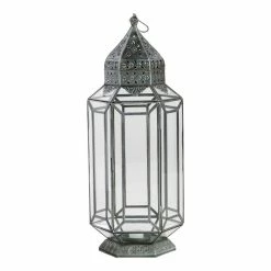 Best Pirce 🤩 World Market Latika Tall Antique Zinc Tabletop Candle Lantern 😀