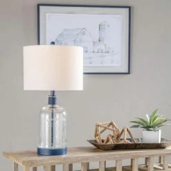 Coupon 🔔 World Market Hornby Etched Glass And Blue Metal Bottle Table Lamp ⌛ -Lighting Sales Store unnamed file 946