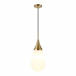 Cheap ⭐ World Market Mika Metal And Milk Glass Teardrop Pendant Lamp 💯