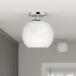 Wholesale 🌟 World Market Patti White Glass Globe Semi Flush Mount Ceiling Light ❤️ -Lighting Sales Store unnamed file 968