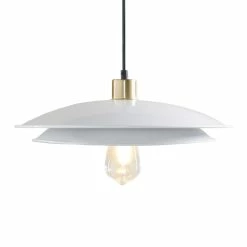 Best Pirce 🥰 World Market Darrin Matte White And Gold Metal 2 Tier Disc Pendant Lamp 🛒