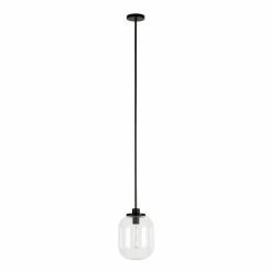 Best Sale 🔔 World Market Marina Clear Glass Cylinder And Metal Pendant Lamp ⌛